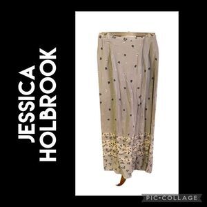 Jessica Holbrook Womens Maxi Skirt Floral Modest Light Gray Medium